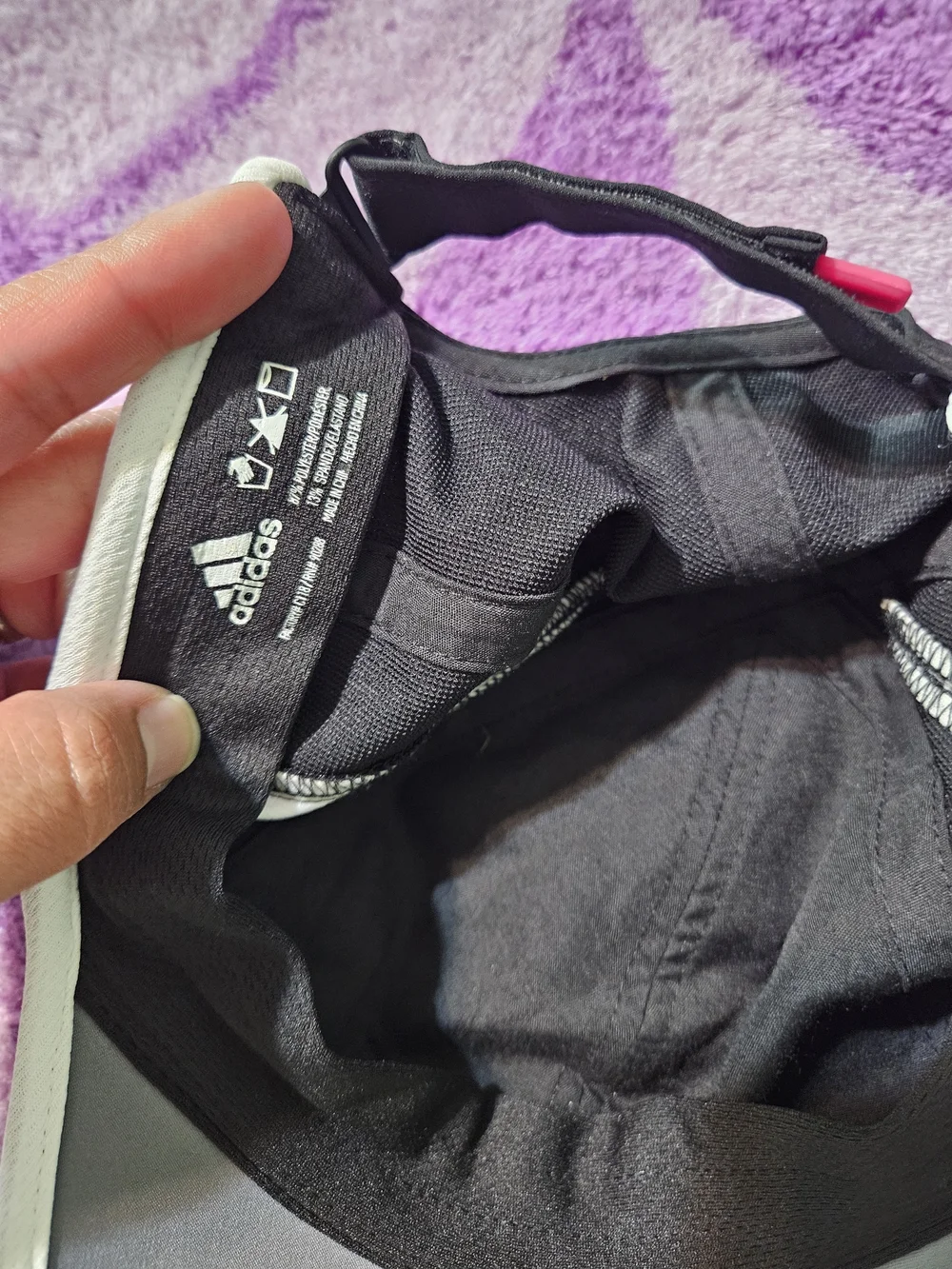 Adidas Black Cap with Pink Logo and White Trim